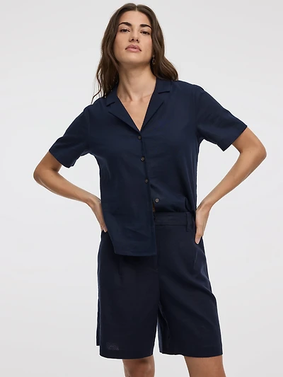 Short-Sleeve Shirt with Pyjama Collar
