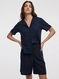 Short-Sleeve Shirt with Pyjama Collar