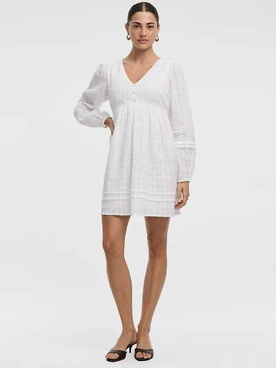 Long-Sleeve V-Neck Empire Dress