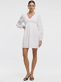 Long-Sleeve V-Neck Empire Dress