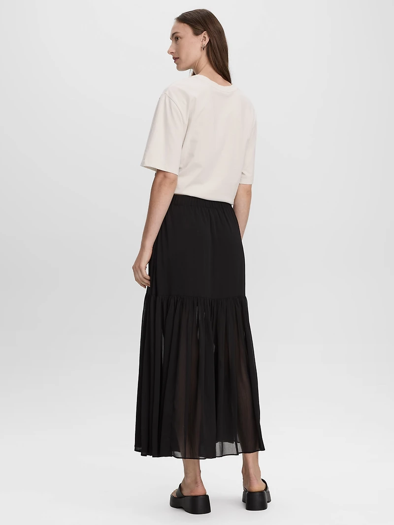Pleated-Chiffon Maxi Skirt