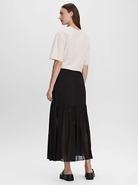 Pleated-Chiffon Maxi Skirt