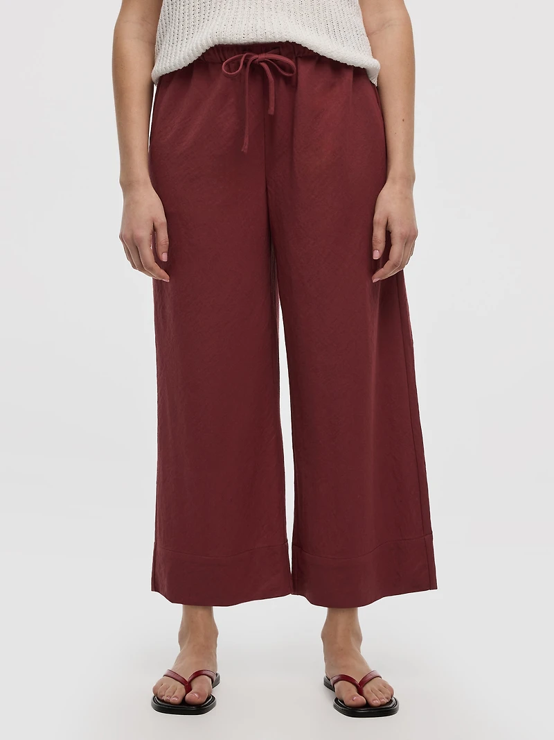 Pantalon court en tricot piqué à jambe large