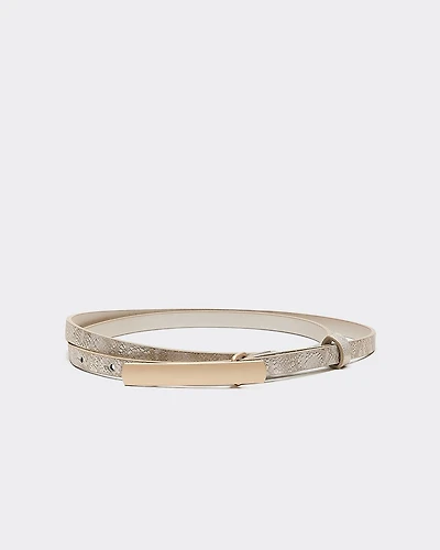 Skinny Faux-Leather Belt with Snakeskin pattern