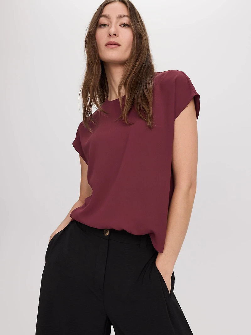 Short-Sleeve Crew-Neck Blouse