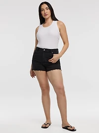 Denim Shorts with Raw Hems