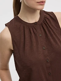 Buttoned-Down Crew-Neck Tank