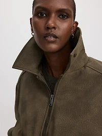 Veste aviateur en faux suède avec col fausse fourrure