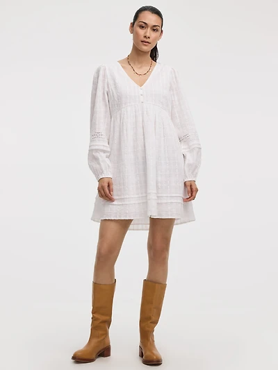 Long-Sleeve V-Neck Empire Dress