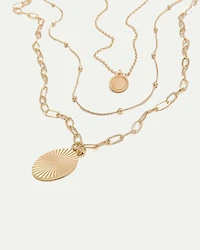 Multi-Chain Necklace with Round Pendants