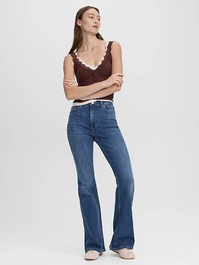 Jean à jambe évasée et taille haute