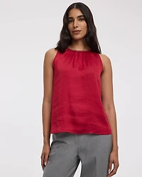 Blouse sans manches à col rond orné de bijoux