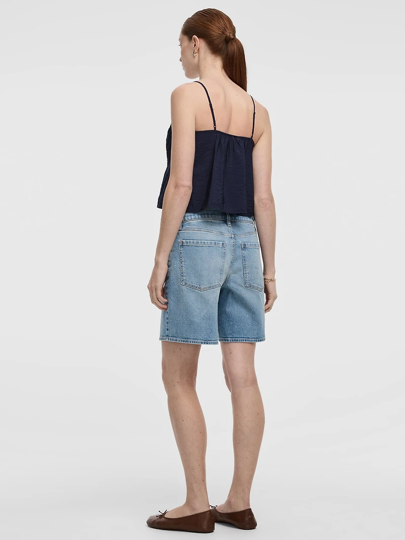 Cropped V-Neck Peplum Cami