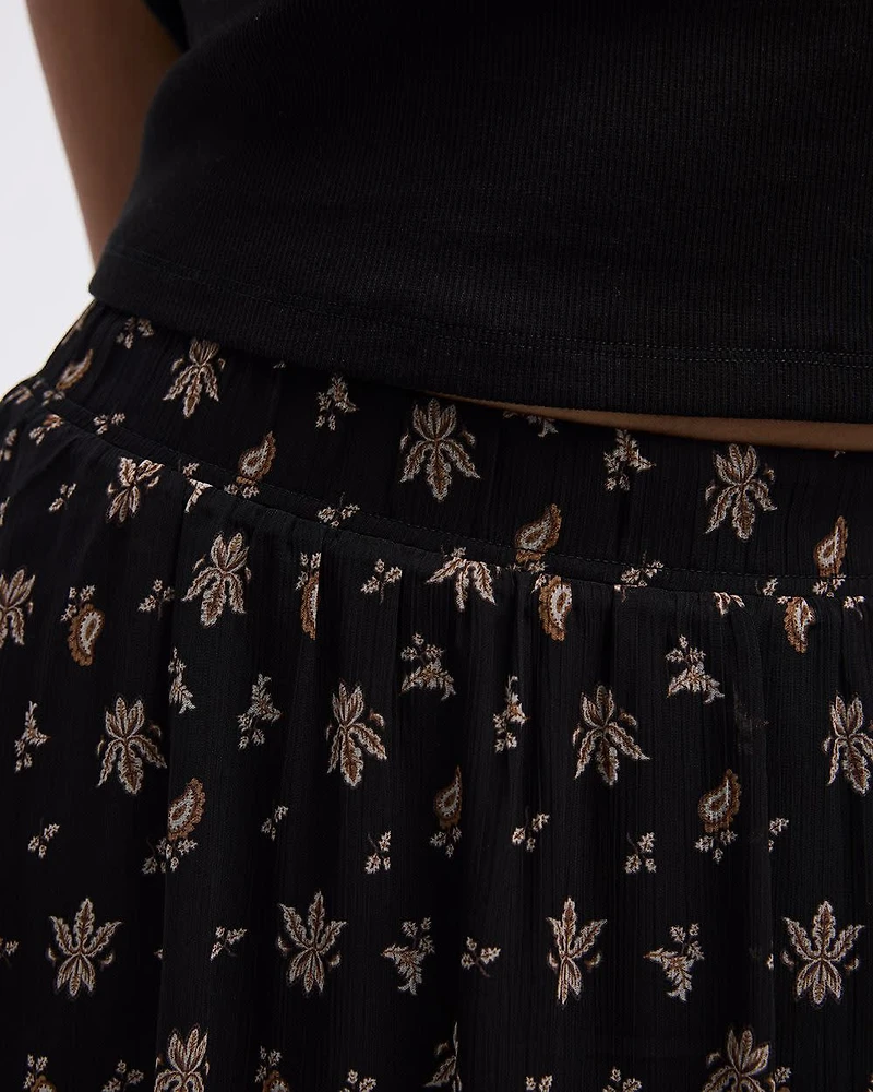 Pleated-Chiffon Midi Skirt