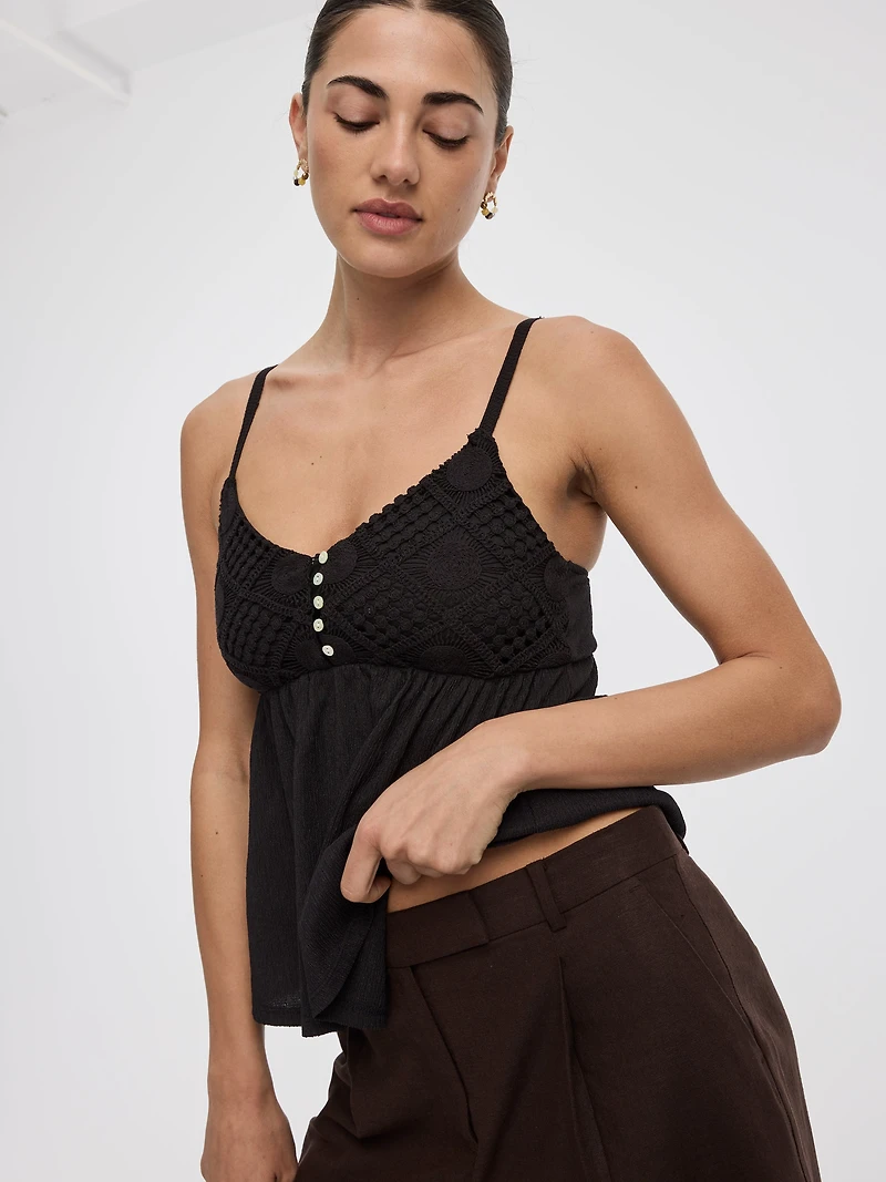 Camisole bimatière à col V