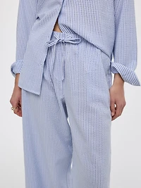 Pantalon gaufré à rayures jambe large