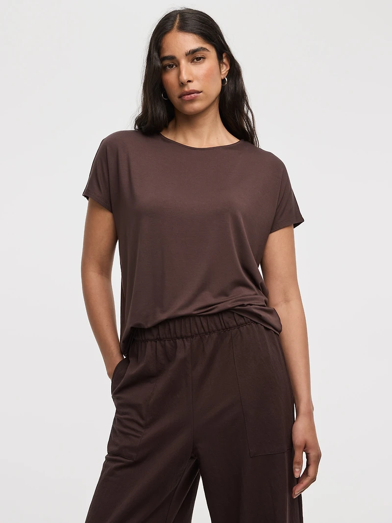 T-shirt à manches courtes dolman et col bateau