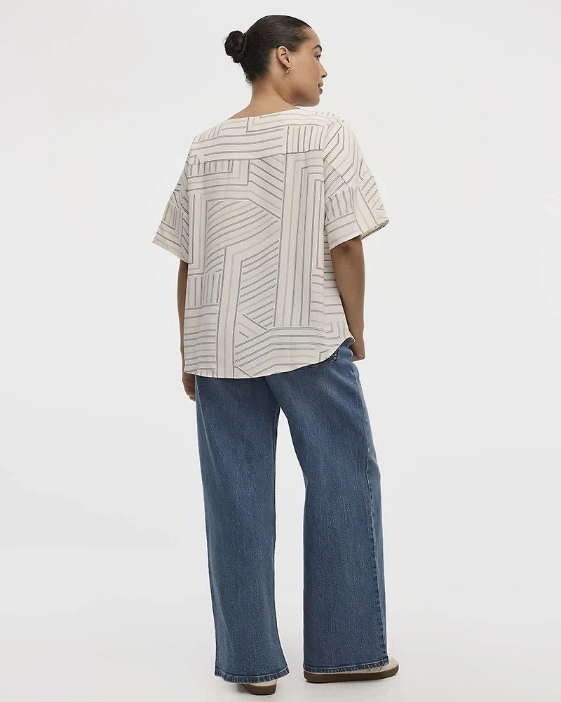 Blouse t-shirt à col rond et manches courtes