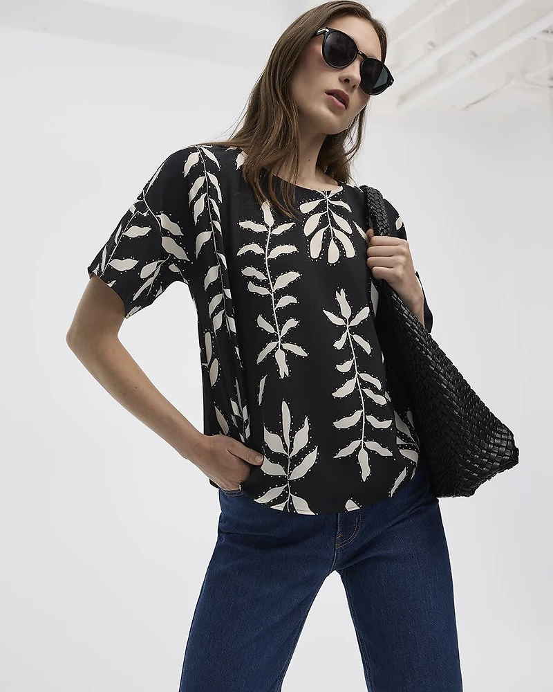 Short-Sleeve Crew-Neck T-Shirt Blouse