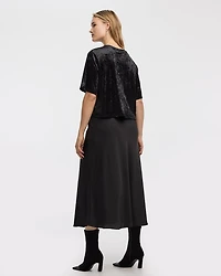 Short-Sleeve Crew-Neck Velvet Boxy Top