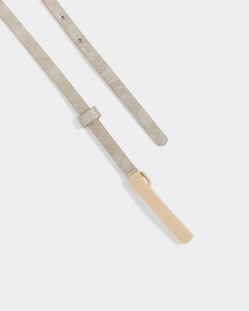 Skinny Faux-Leather Belt with Snakeskin pattern