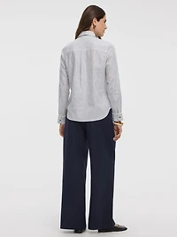 Chemise rayée en mélange de lin à manches longues