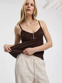 Camisole bimatière à col V