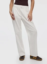Linen-Blend Straight-Leg High-Rise Pant