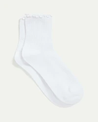 Cotton Anklet Socks with Ruffled Hems