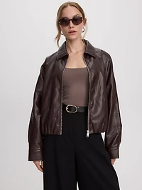 Loose Faux Leather Jacket
