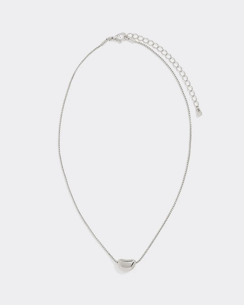 Stainless Steel Short Necklace with Half-Moon Pendant