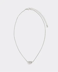 Stainless Steel Short Necklace with Half-Moon Pendant