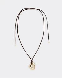 Metal Pendant on Short Cord Necklace