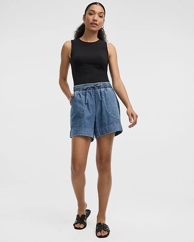 Short en denim avec cordon de serrage