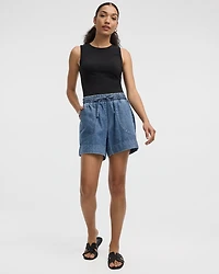 Short en denim avec cordon de serrage