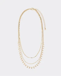 Triple-Chain Short Necklace with Coin Pendants