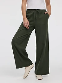 Wide-Leg Linen-Blend Pant