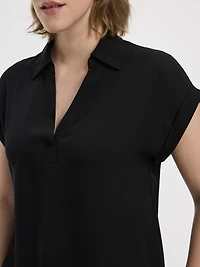 Blouse à manches courtes et col Johnny - R Essentiels