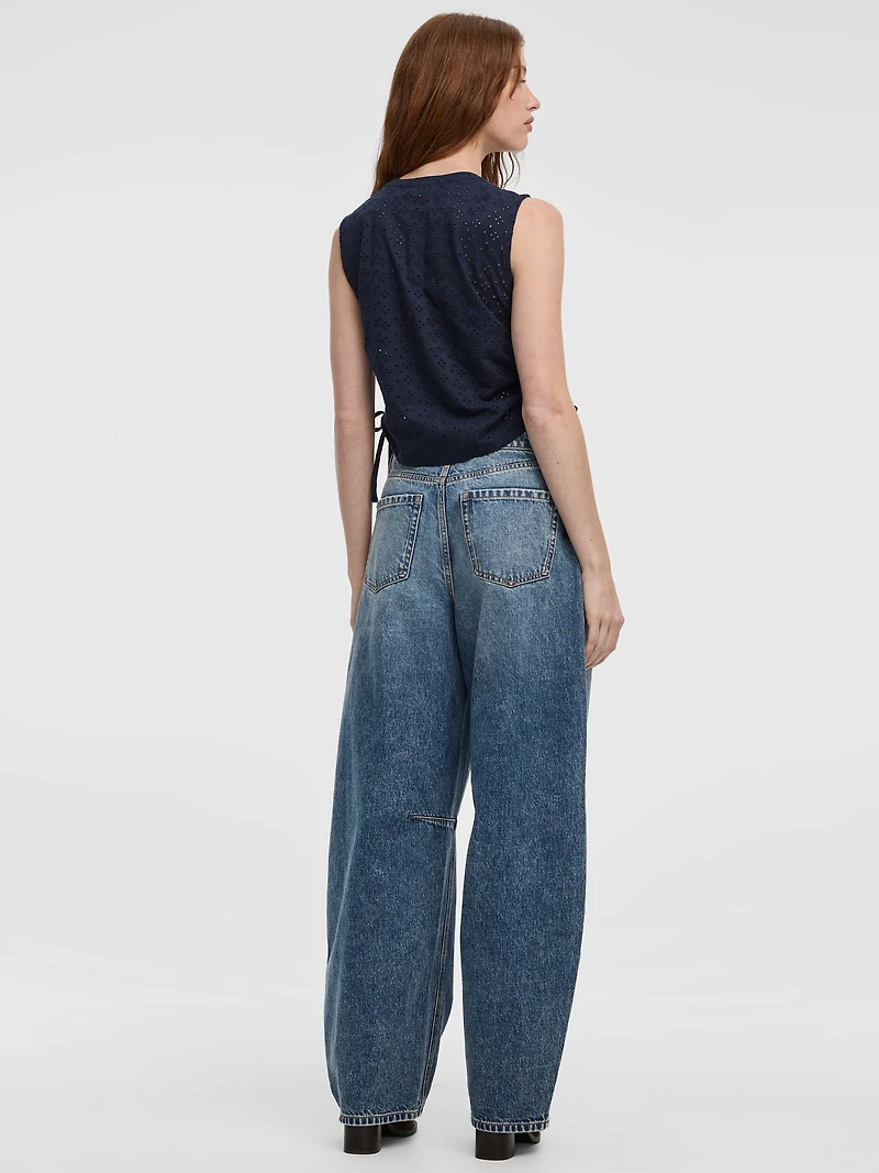 T-shirt à manches courtes et col rond avec fronces latérales