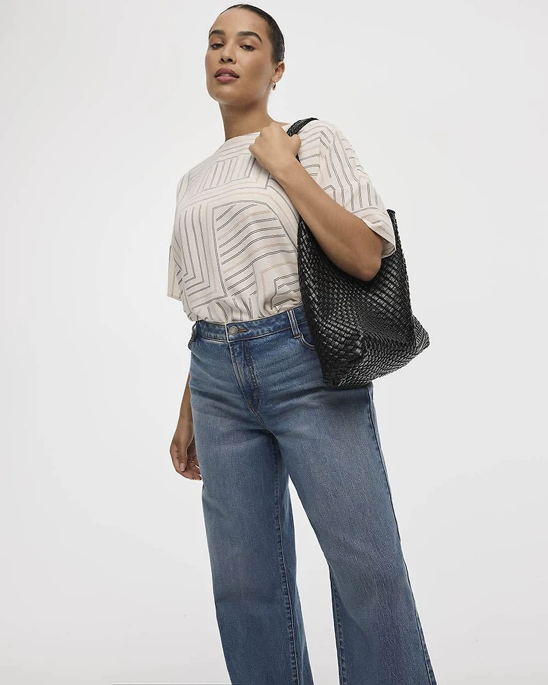 Short-Sleeve Crew-Neck T-Shirt Blouse