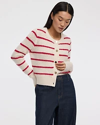 Long-Sleeve Crew-Neck Fitted Cardigan