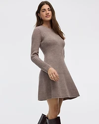 Long-Sleeve Crew-Neck Ribbed Sweater Dress