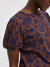 Haut à manches courtes ballon et col rond