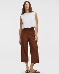 Cropped Wide-Leg Linen-Blend Pant