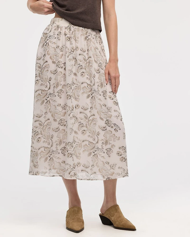 Pleated-Chiffon Midi Skirt