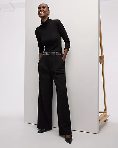 Wide-Leg High-Rise Crepe Pants