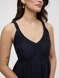 Sleeveless V-Neck Midi Dress with Soutache Embroideries