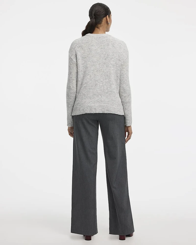 Long-Sleeve Crew-Neck Fluffy-Knit Sweater