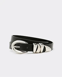 Faux-Leather Belt with Sculptural Buckle