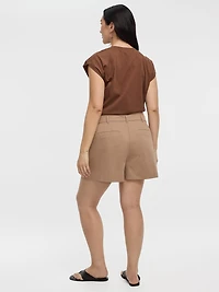 Short plissé en sergé fin